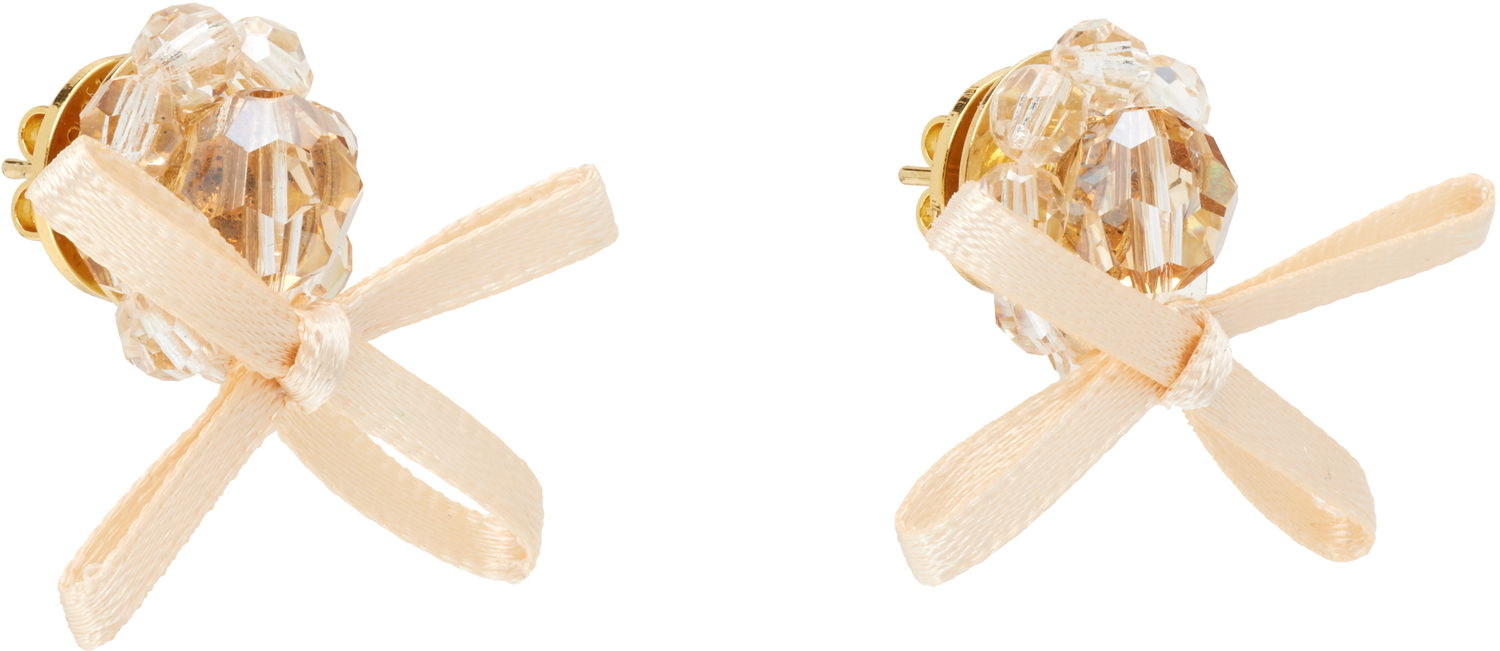 Naušnice Simone Rocha Simone Rocha Petite Bow Daisy Stud Earrings Bež | ERG552 0903, 1