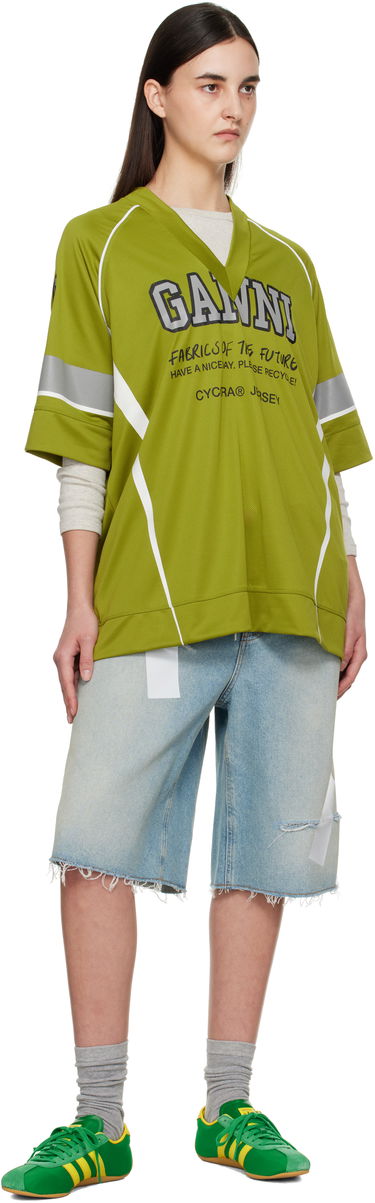 Dres GANNI GANNI Future Mesh Oversized T-Shirt Zelena | T4299, 3