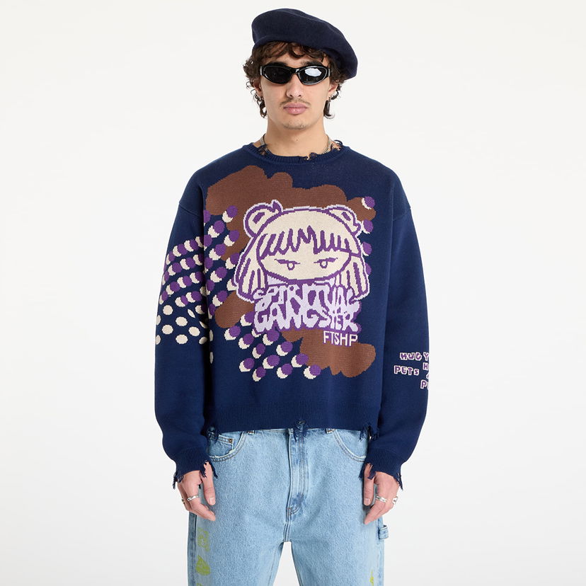 Džemper Footshop Spiritual Gangster Print Crewneck Plava | FTSHP_392