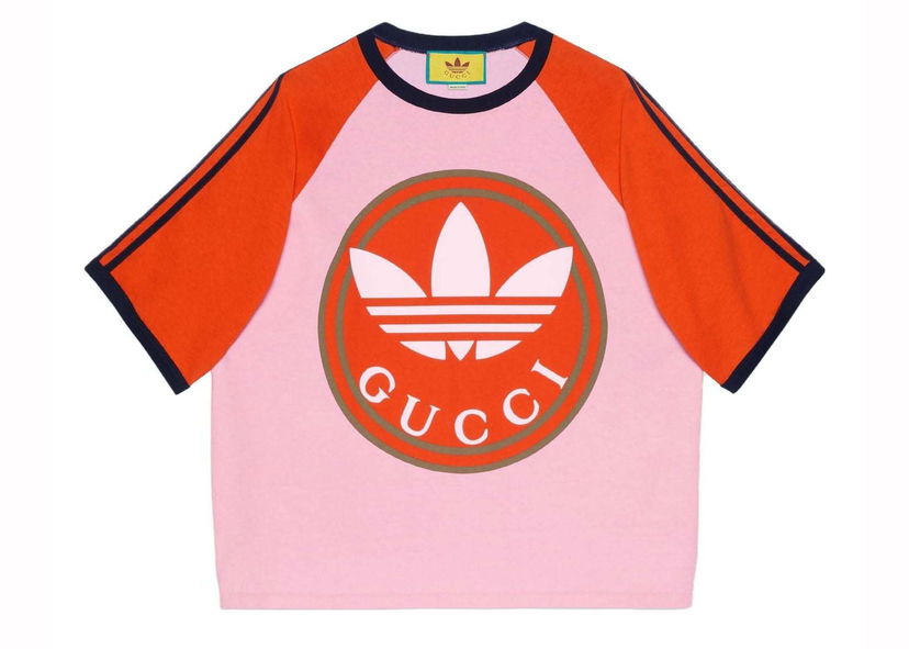 Majica kratkih rukava Gucci adidas x Color Block T-shirt Pink Ružičasta | 722927 XJE1E 5454