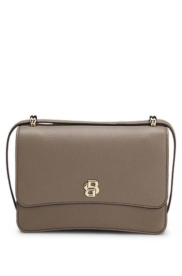 Torba za rame BOSS Balmain Double B Monogram Leather Crossbody Bag Siva | 50554935