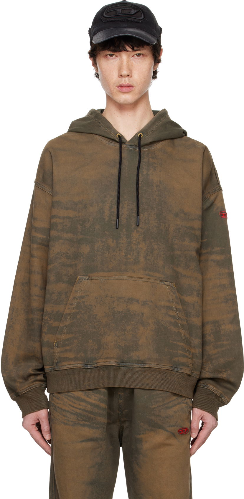 Dukserice Diesel D-Um-Rib-S1 Track Hoodie Smeđa | A14812-068NG-01