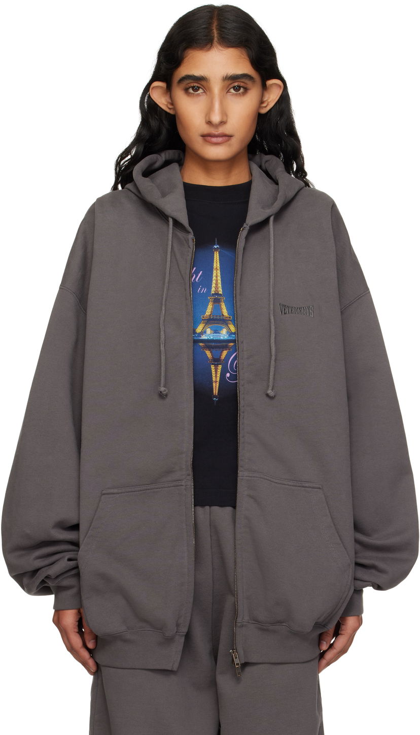 Dukserice VETEMENTS Vetements Oversized Zip-Up Hoodie Siva | UH76ZU160M