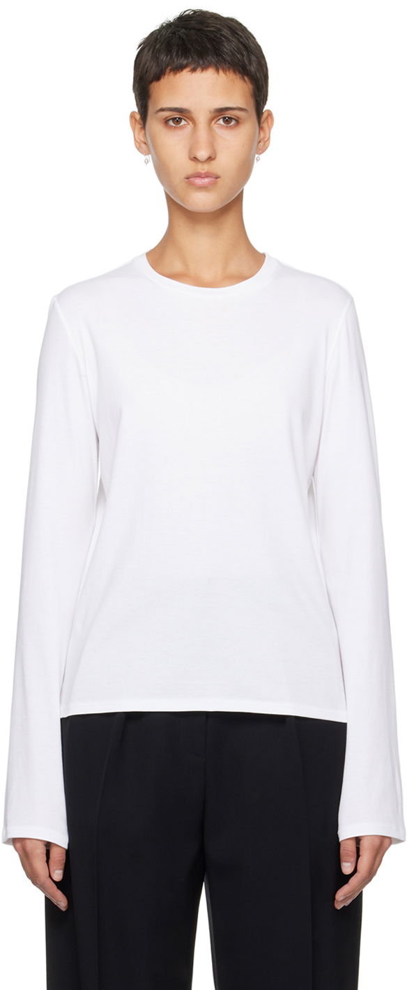 Majica kratkih rukava The Row Sherman Long Sleeve T-Shirt Bijela | 5586-F911
