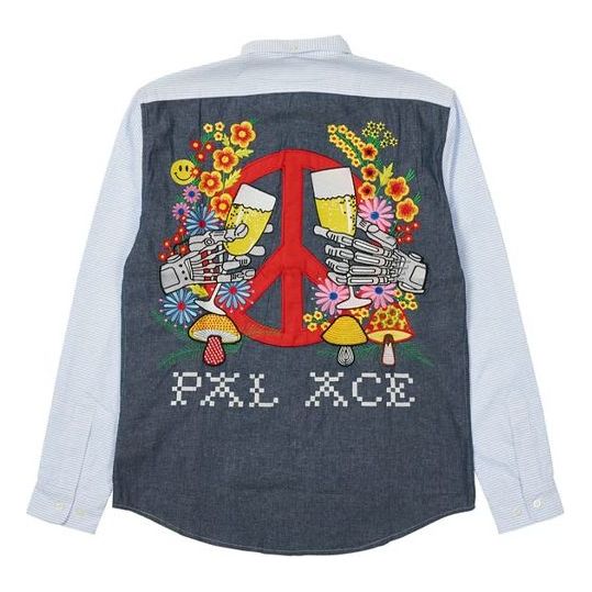 Košulja Palace Palace Long Sleeve Shirt With Peace Sign Embroidery Plava | P20SHT025, 0