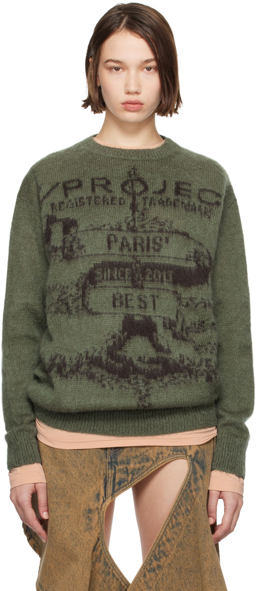 Džemper Y/PROJECT Jacquard Pullover Sweater Zelena | 206SW001