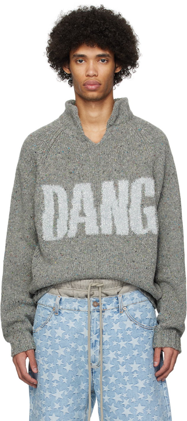 Džemper ERL ERL 'Dangerous' Knit Sweater Siva | ERL08N359