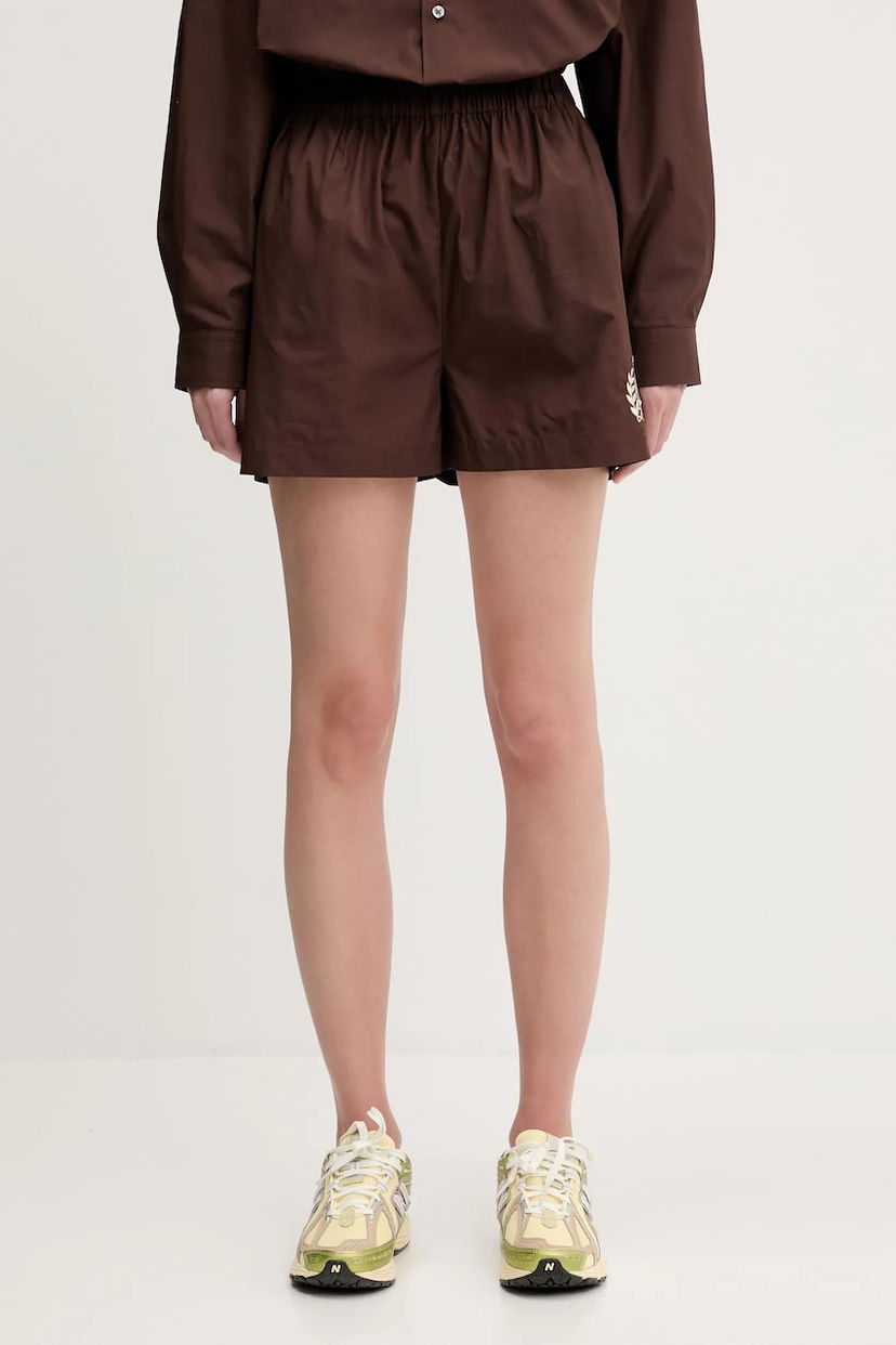 Kratke hlače Sporty & Rich Sporty & Rich H&W Crest Poplin High Waist Shorts Smeđa | SH012612241BR03