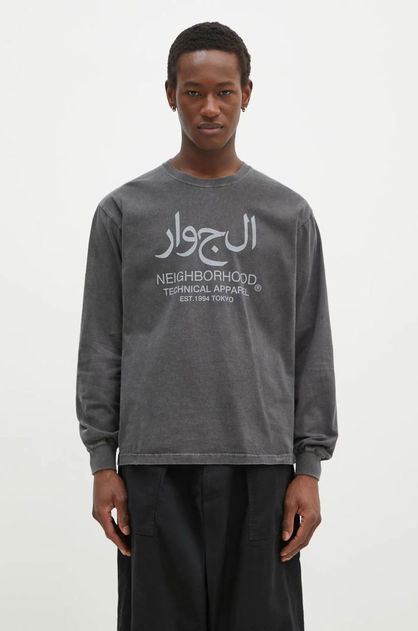 Majica kratkih rukava Neighborhood NEIGHBORHOOD Arabic Logo Long Sleeve T-Shirt Siva | 242PCNH.LT15