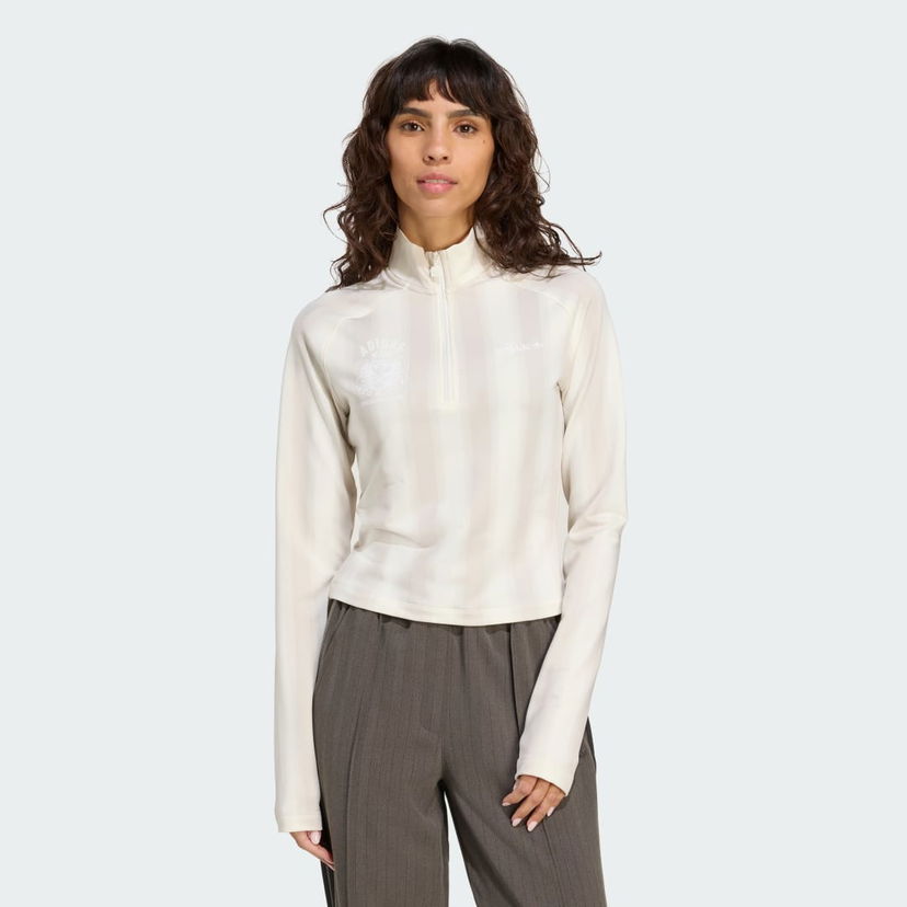 Majica kratkih rukava adidas Performance Printed Mock Neck Long Sleeve Top Bijela | JW3642