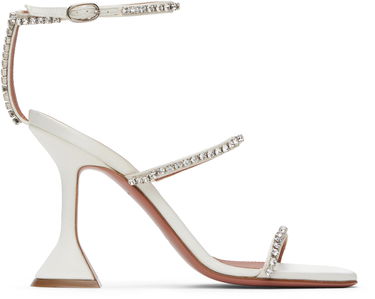 Tenisice i cipele Amina Muaddi Gilda Crystal-Embellished Satin Heeled Sandals Bijela | GILDA SANDAL SATIN, 0