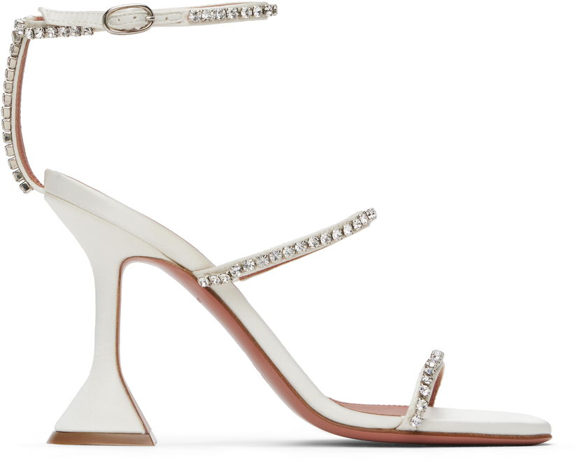 Tenisice i cipele Amina Muaddi Gilda Crystal-Embellished Satin Heeled Sandals Bijela | GILDA SANDAL SATIN