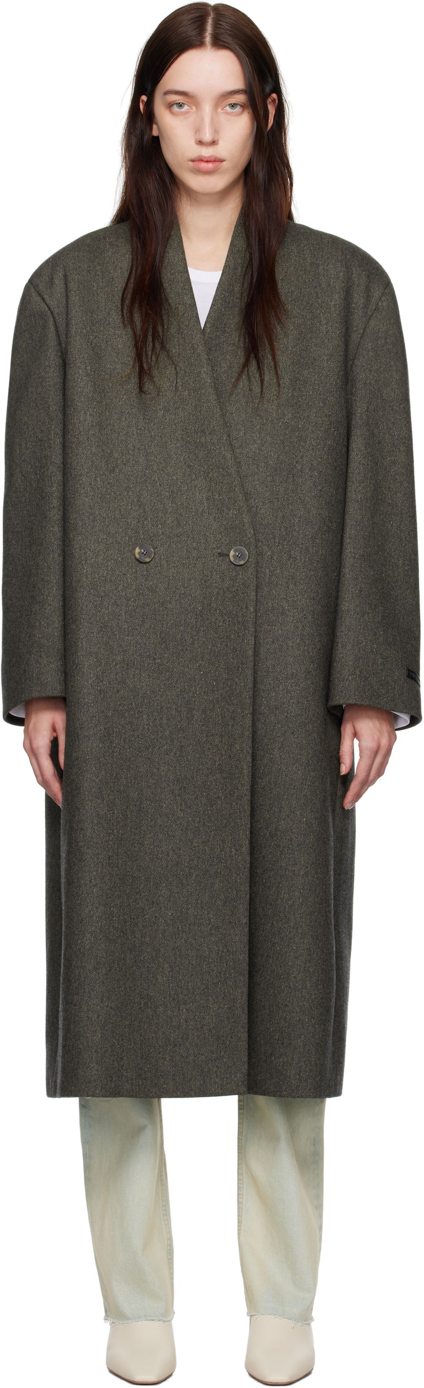 Kaputi Fear of God Wool Lapelless Long Coat Siva | FG24FW30-624MIW