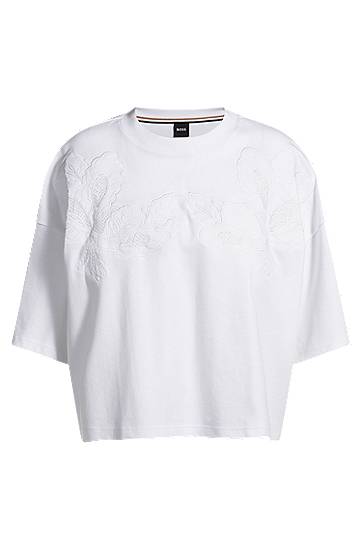 Majica kratkih rukava BOSS T-Shirt with Embroidered Details Bijela | 50541328