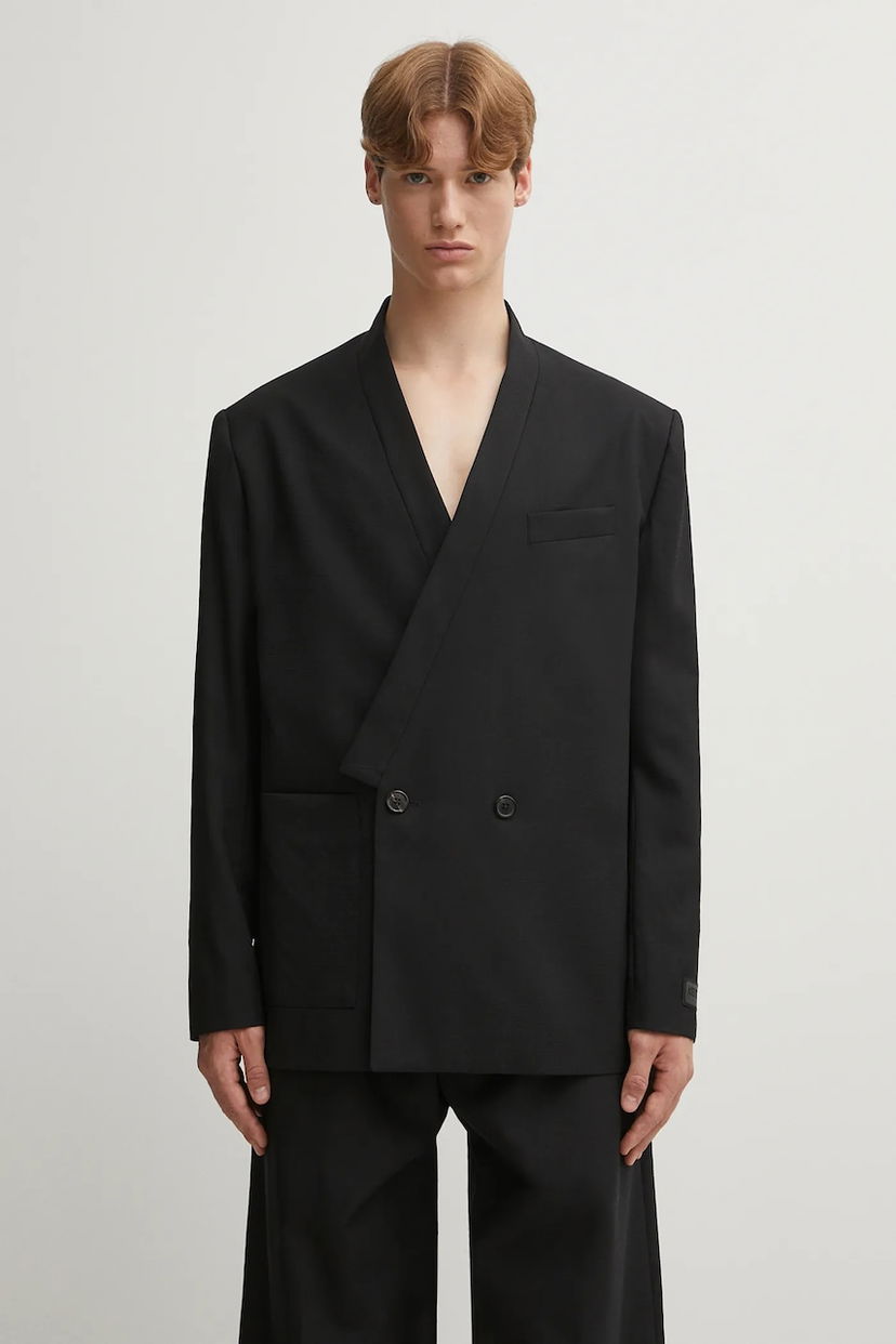 Jakna KENZO Wool Weave Kimono Tailored Double-Breasted Blazer Crna | FF65VE1309ID