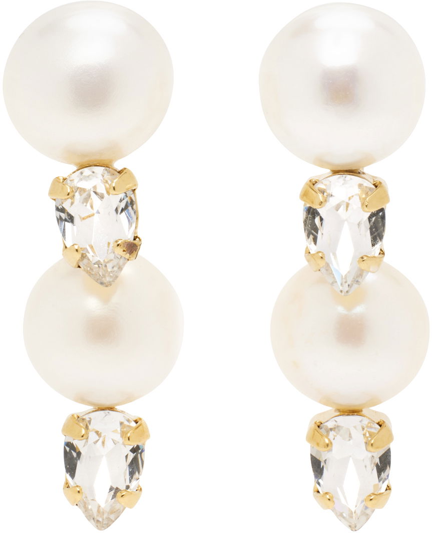 Naušnice Simone Rocha Simone Rocha Pearl Crystal Drop Earrings Bijela | ERG502 0913, 0