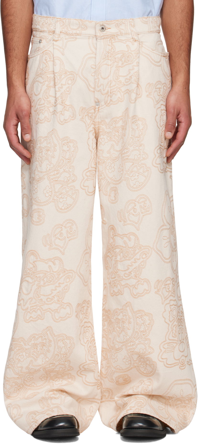 Hlače KENZO Kenzo Paris VERDY Edition Buggy Fit Jeans Bež | FF55DP4196W1