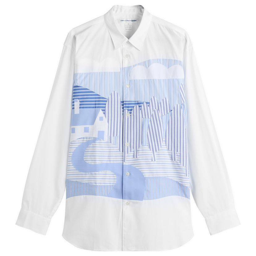 Košulja Comme des Garçons Men's YD Stripe Patchwork Shirt, Size Large Bijela | FP-B049-051-1
