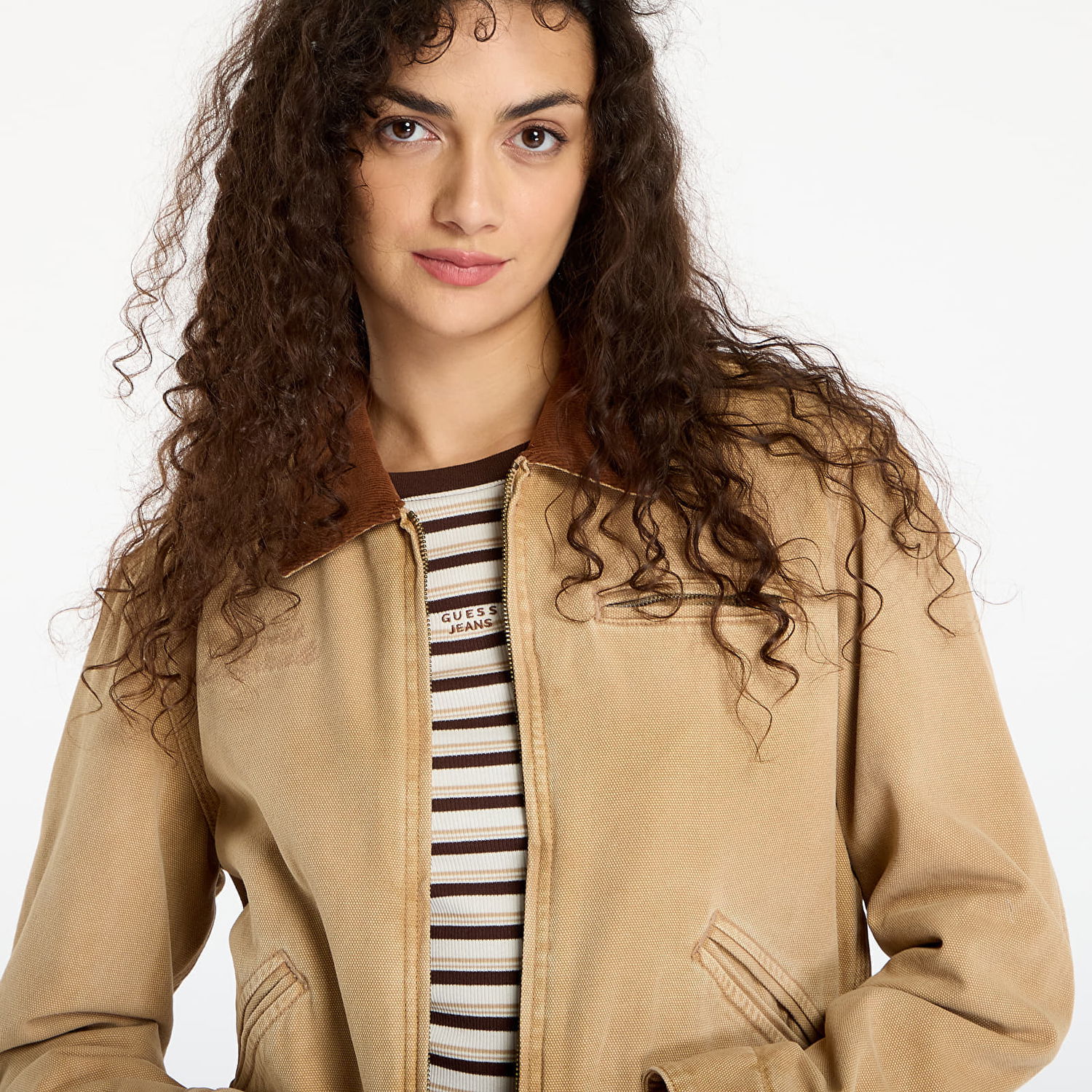 Jakna GUESS Originals Cropped Workwear Jacket Bež | W5BN80WG163-G1K9, 1