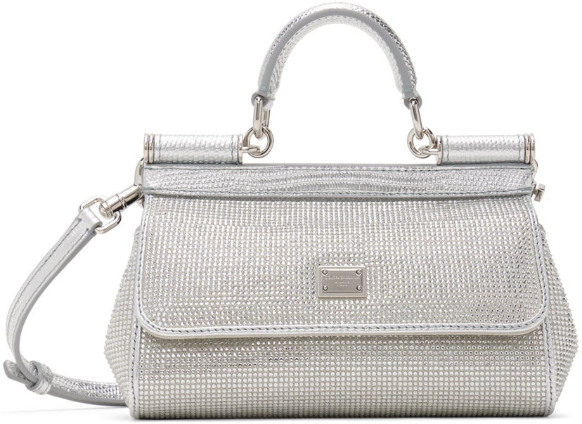 Ručna torbica Dolce & Gabbana Silver Kim Kardashian Small Sicily Bag Siva | BB7116 AN241