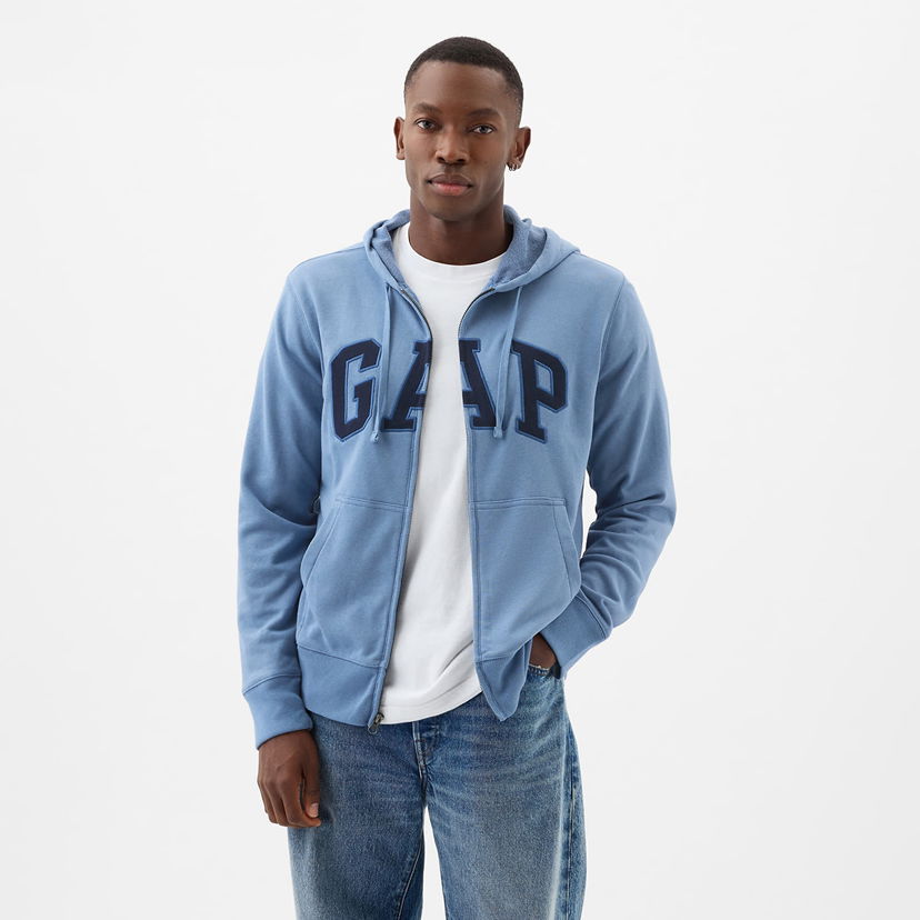 Dukserice GAP French Terry Fullzip Logo Hoodie Soft Cornflower Plava | 868452-00
