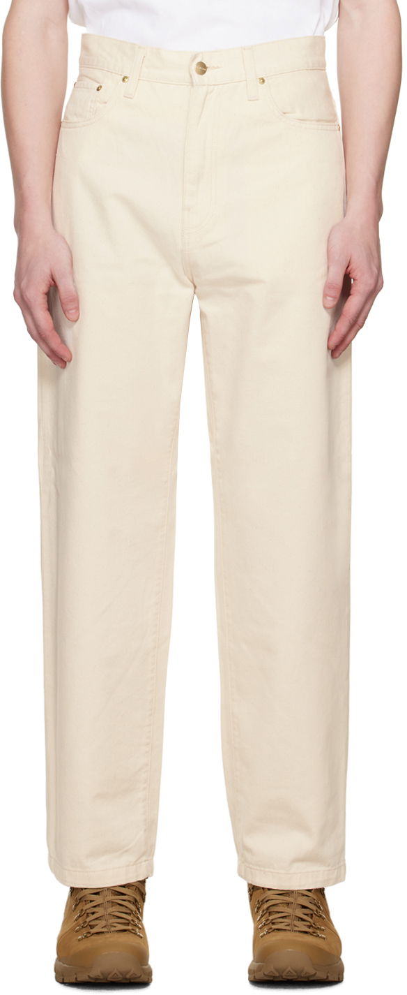 Jeans Carhartt WIP Off-White Derby Relaxed Fit Workwear Pants Bež | I032110
