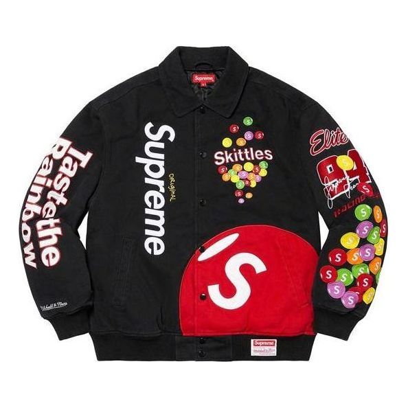 Bomber jakna Supreme Skittles x Mitchell & Ness Varsity Jacket Crna | SUP-FW21-328