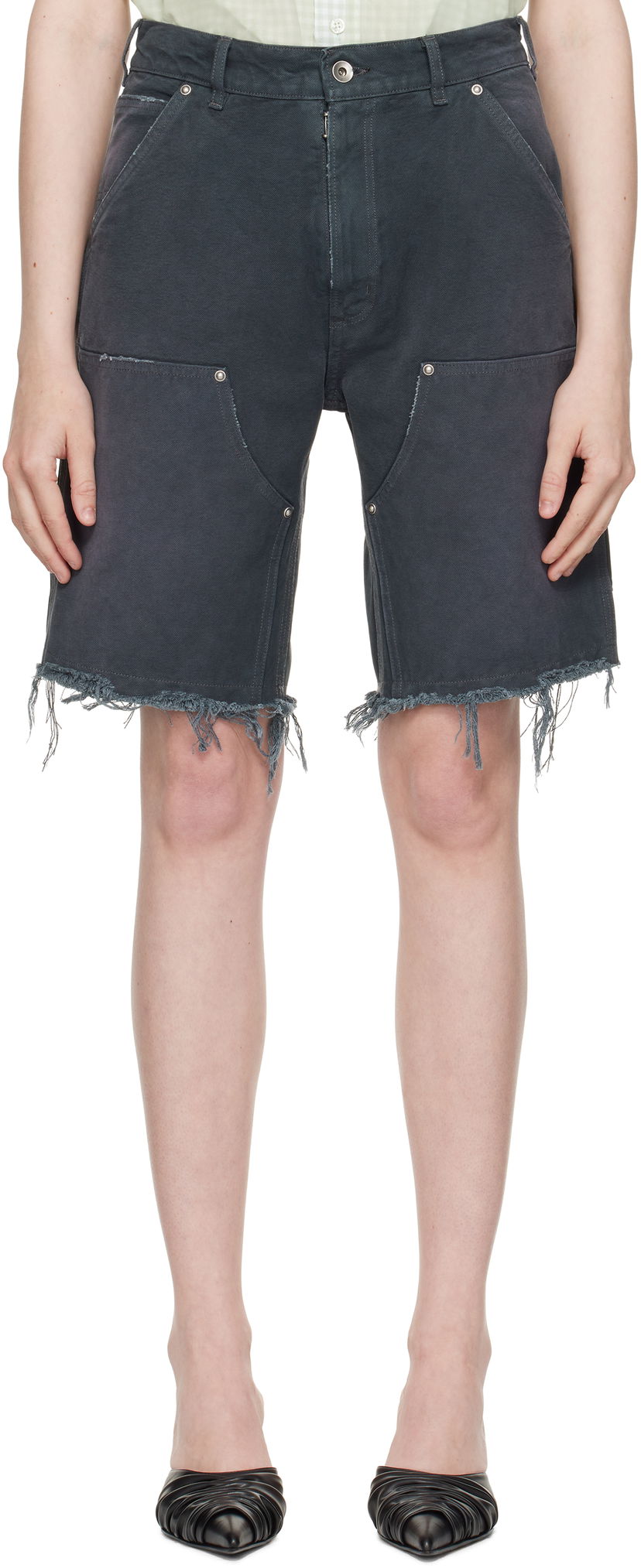 Kratke hlače Maison Margiela Maison Margiela Studded Denim Shorts Siva | S50MU0087 M35255