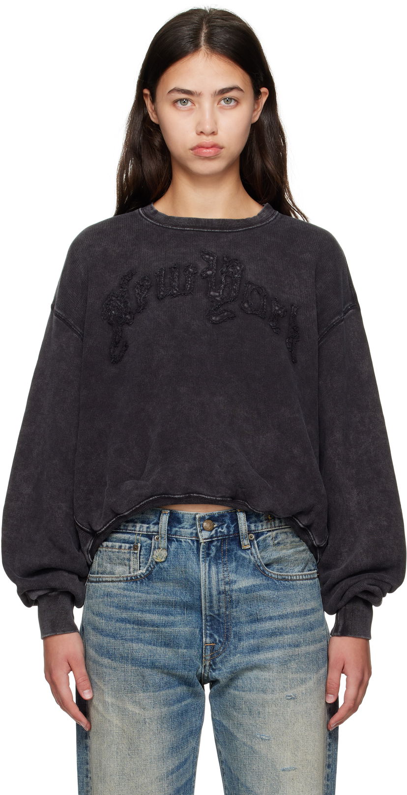 Dukserice R13 R13 'New York' Balloon Crewneck Sweatshirt Crna | R13WK260-K001O
