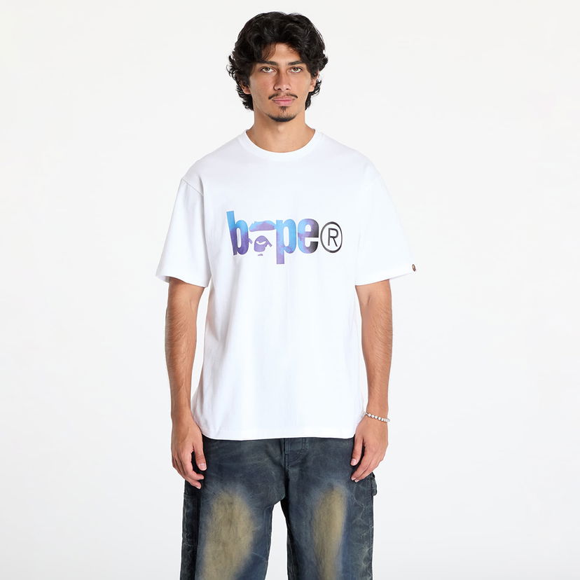 Majica kratkih rukava BAPE Tie Dye Bape Logo Tee White/ Black Bijela | 001TEK801034M WH2