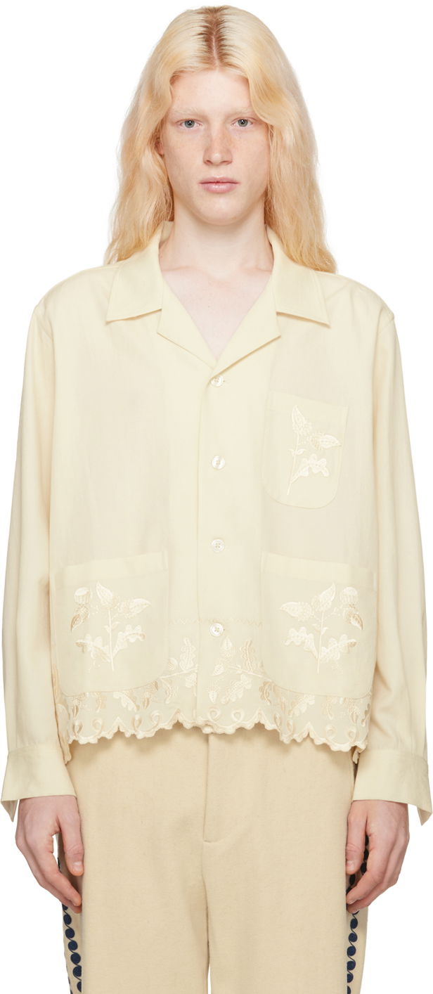 Košulja Bode Scalloped Acorn Shirt "Off-White" Bež | MRF23SH033