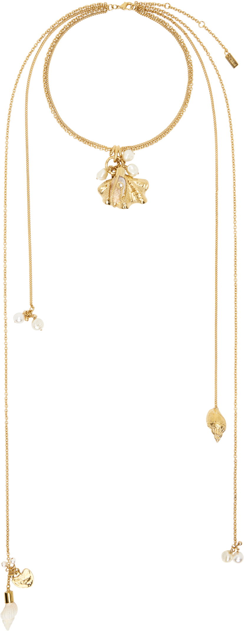 Ogrlica CHLOÉ Chloé 'The Chloe Shells Scarf' Long Gold Necklace Metalik | CHC25UFO46SRP