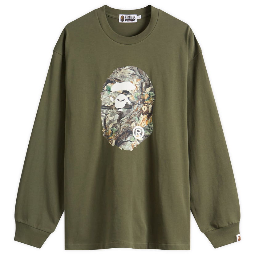 Majica kratkih rukava BAPE A Bathing Ape Tree Edge Camo Ape Head Longsleeve T-Shirt Zelena | 001LTL801305M-ODR