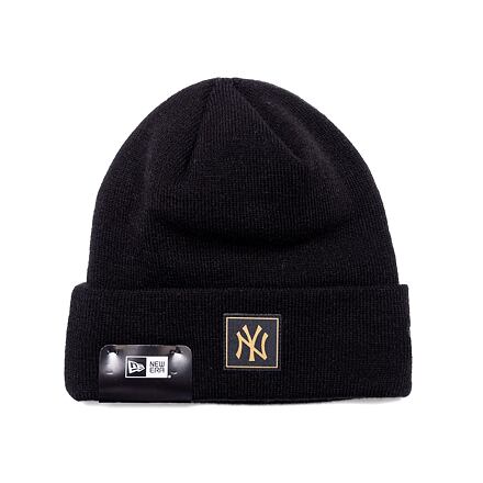 Kapica New Era MLB Metallic Badge Cuff Knit New York Yankees Black / Metallic Gold One Size Crna | 60424815