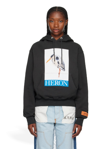 Dukserice HERON PRESTON Bird Painted Hoodie Crna | HWBB024F23JER0021046