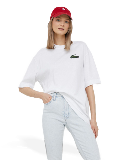Majica kratkih rukava Lacoste Loose Fit Large Crocodile Organic Cotton T-shirt Bijela | TH0062