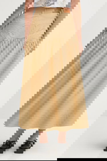 Suknja GANNI GANNI Classic Summer Suiting Maxi A-Line Skirt Bež | W0620, 2