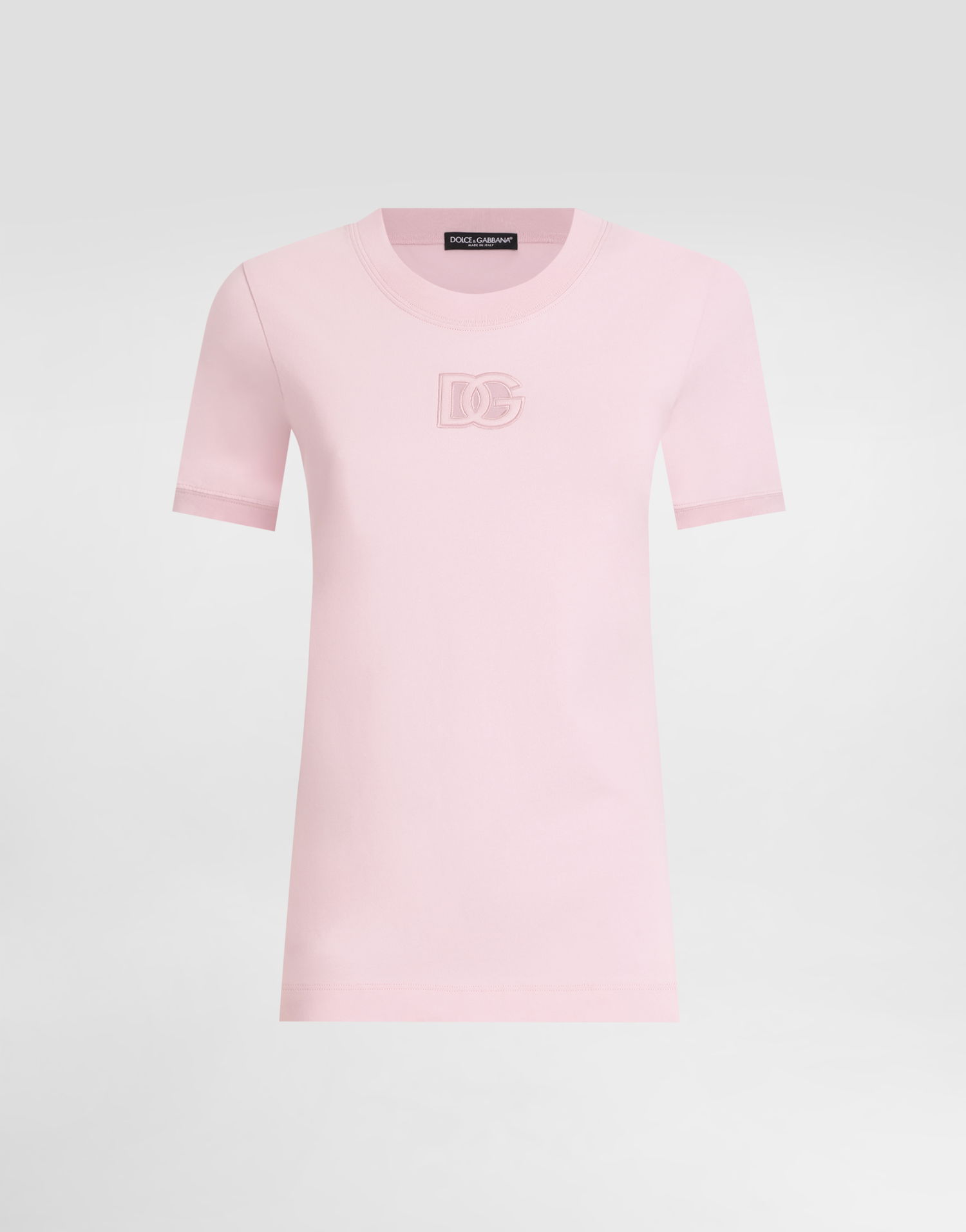Majica kratkih rukava Dolce & Gabbana Dolce & Gabbana Jersey T-Shirt with Raised DG Logo Ružičasta | F8N08ZGDCX1F2528, 0