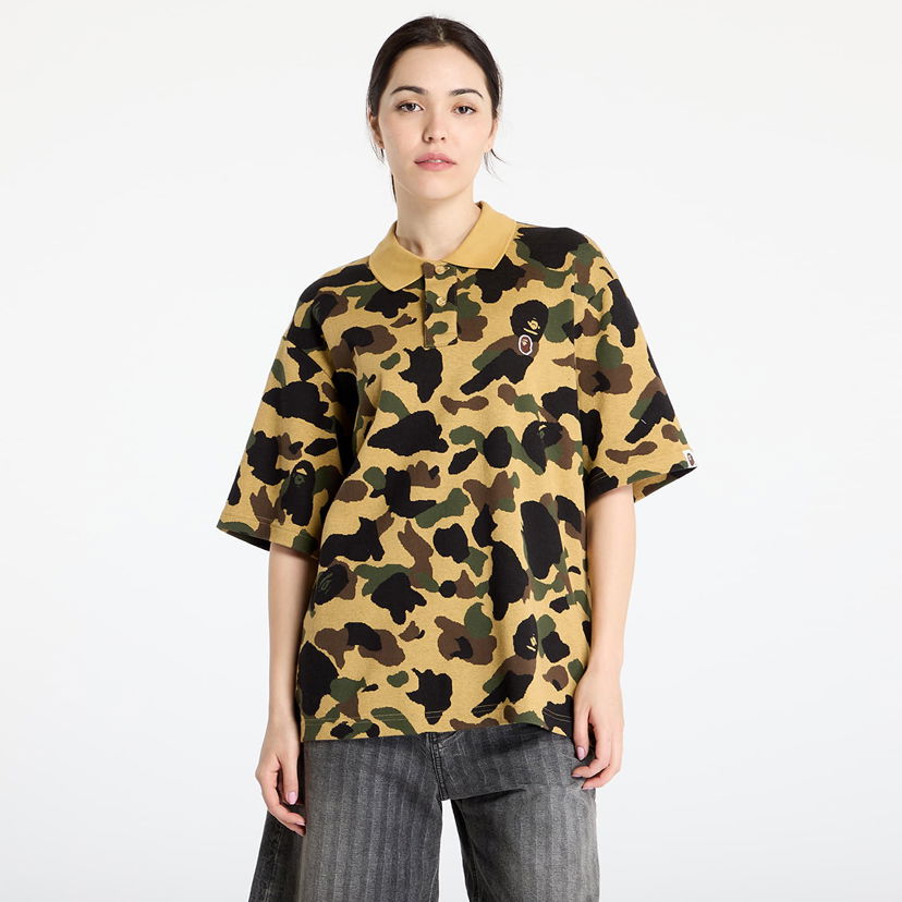 Polo majica BAPE A BATHING APE 1St Camo Jacquard Relaxed Fit Polo Shirt Žuta | 001POL301303MYEL