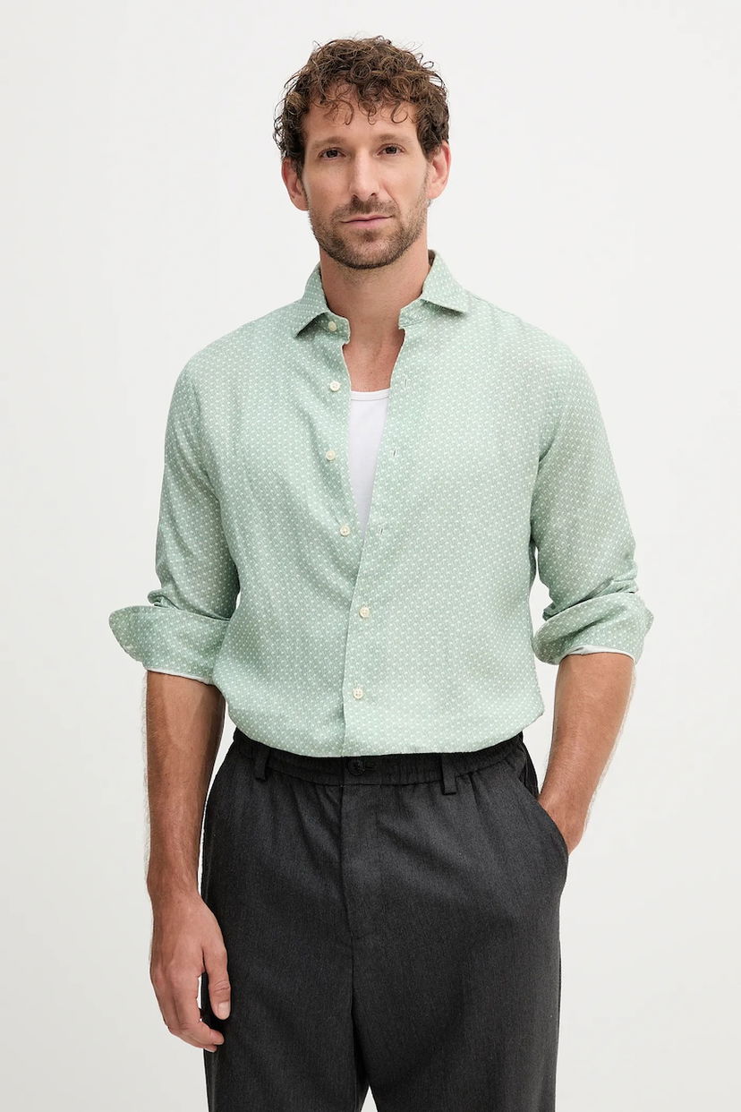 Košulja Polo by Ralph Lauren Polo Ralph Lauren Regular Fit Linen Shirt with Italian Collar Zelena | 710974546