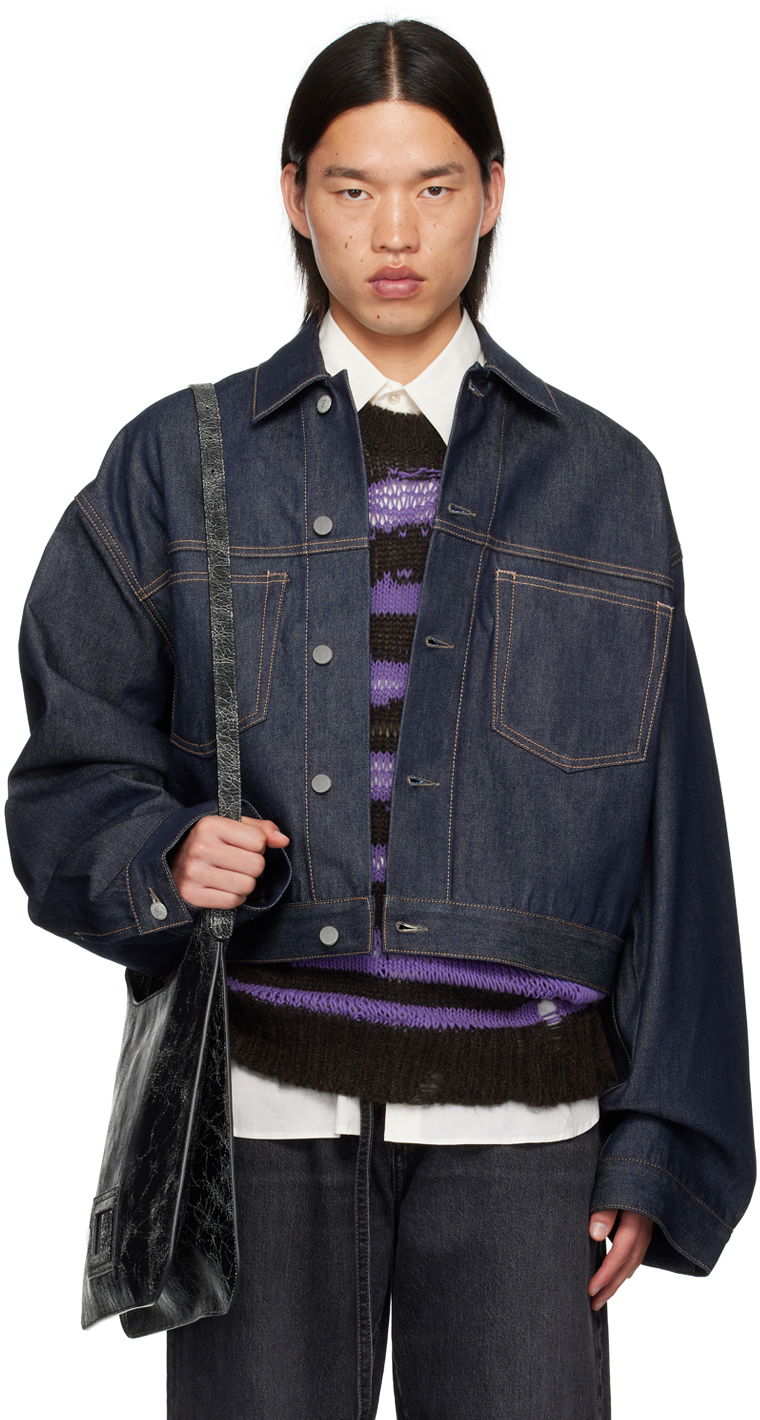 Jakna Acne Studios Blue Patch Pocket Denim Jacket Plava | C90182-