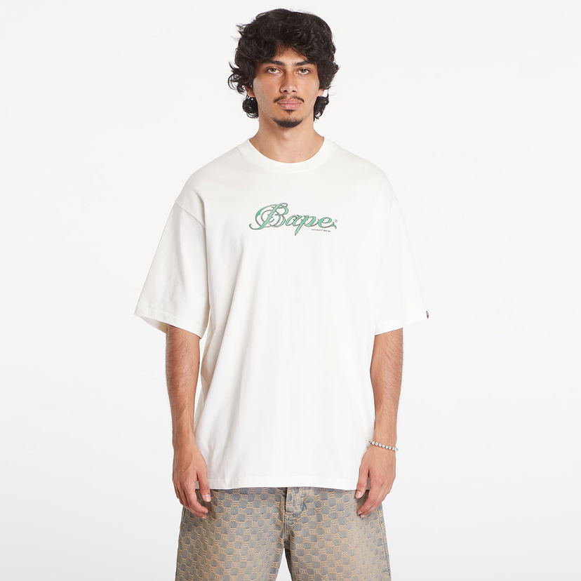 Majica kratkih rukava BAPE A BATHING APE Logo Relaxed Fit Short Sleeve Tee Ivory Bijela | 001TEK801316M IVY