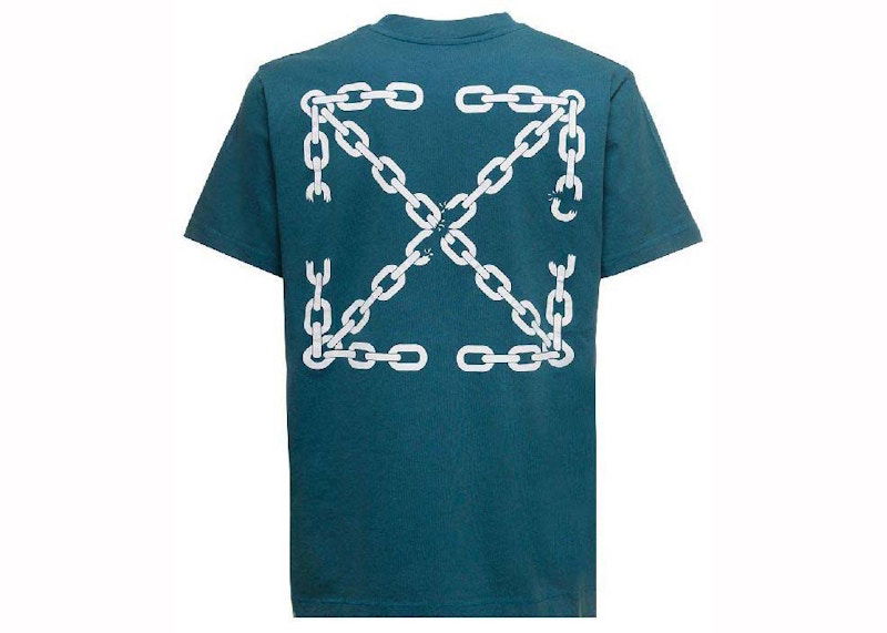 Majica kratkih rukava Off-White Chain Arrow Slim S/S Tee Duck Green Plava | OMAA027F22JER0115501