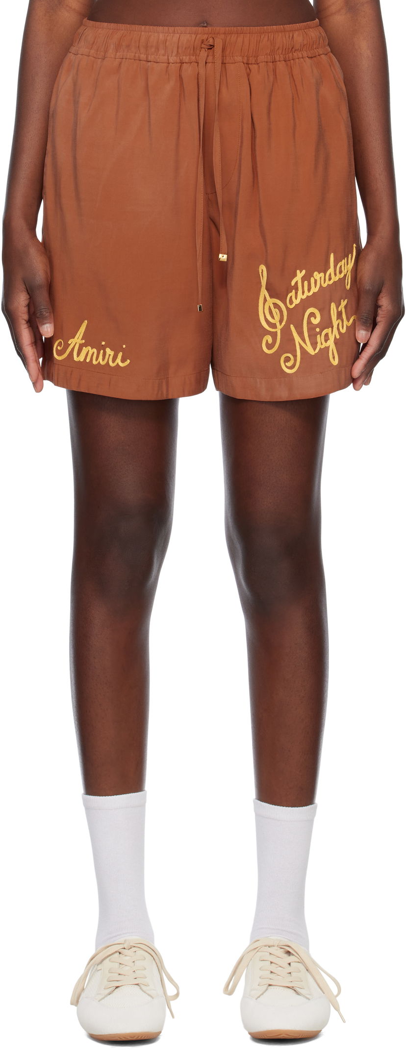 Kratke hlače AMIRI Amiri Saturday Night Drawstring Shorts Smeđa | AMSHCA1076