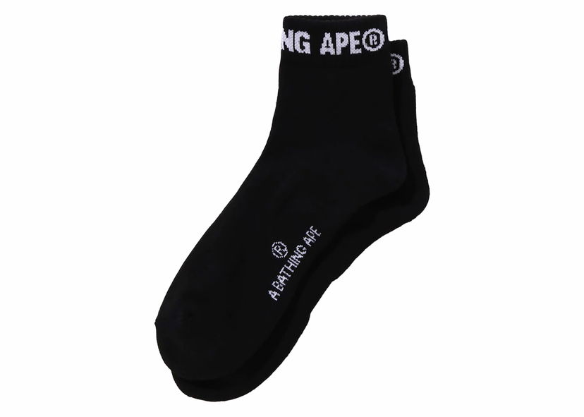 Čarape BAPE BAPE Logo Short Socks Black Crna | 1K30-184-005