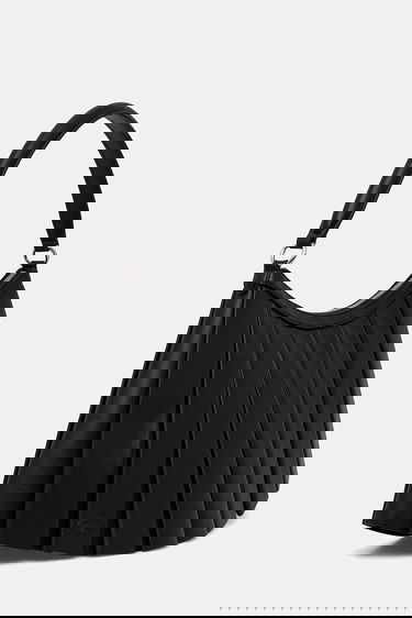 Torba za rame Lacoste Lacoste Pleated Leather Shoulder Bag Crna | NU5015DP, 1