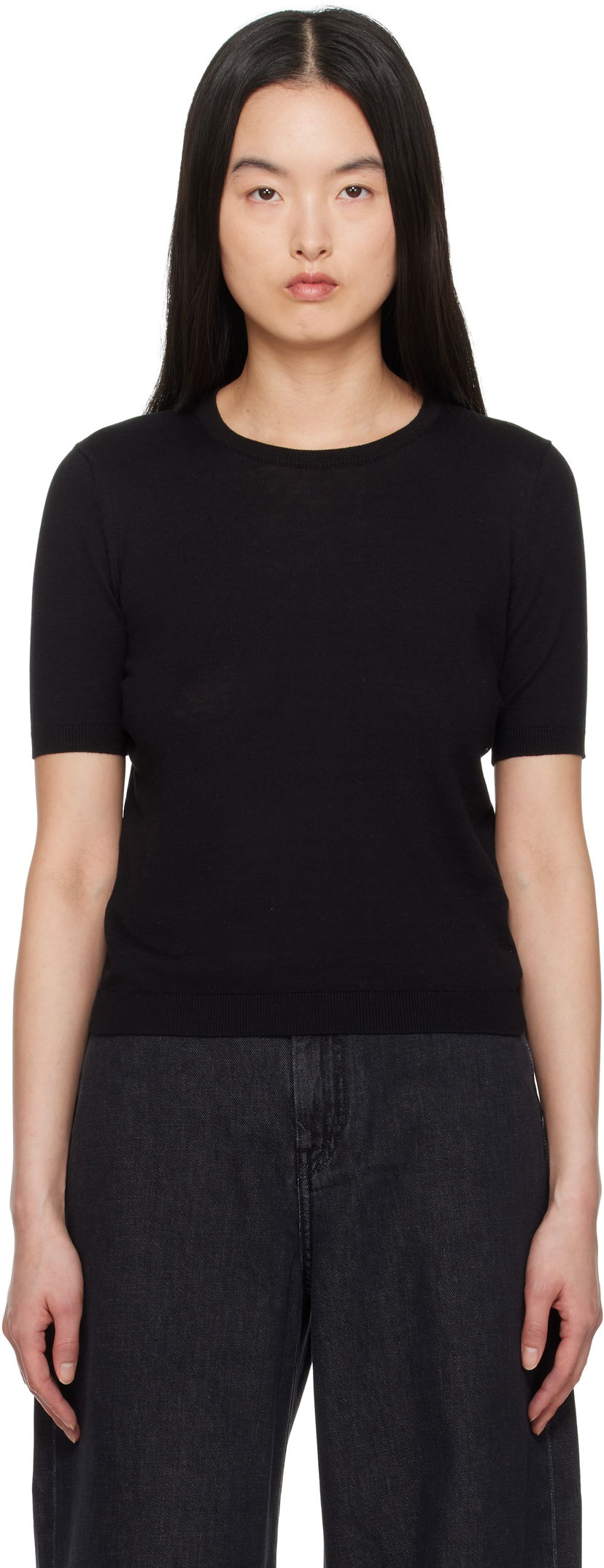 Džemper Max Mara Weekend Max Mara Zibetto Knit T-Shirt Crna | 2515361041600