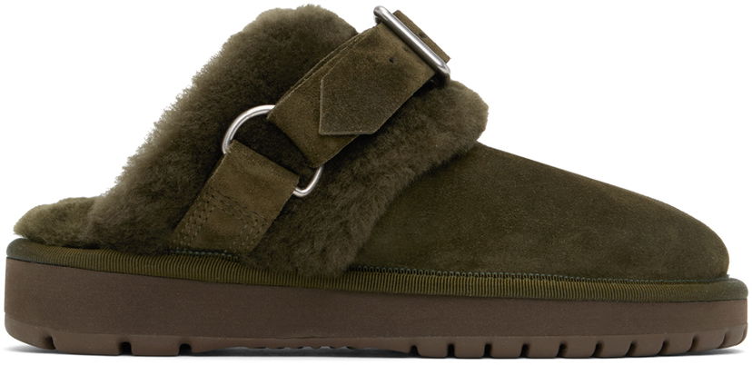 Odjeća Burberry Burberry Chubby Suede & Shearling Slippers Zelena | 8092549
