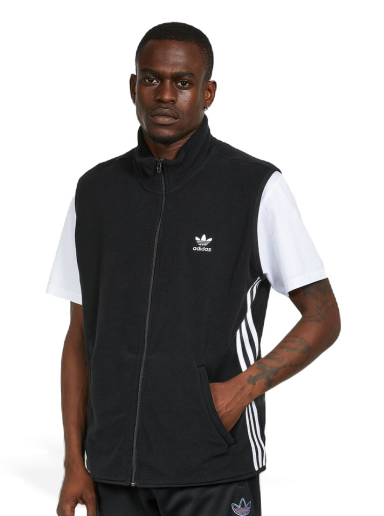 Prsluk adidas Originals 3-Stripes Fleece Vest Crna | HK7392