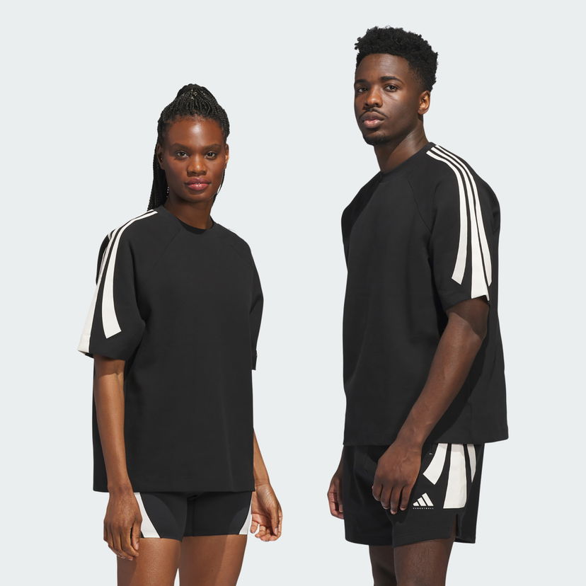 Dukserice adidas Performance Basketball Short Sleeve Sweatshirt Crna | JX5592